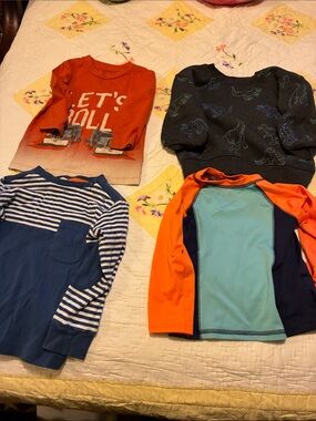 Kids Orange 'Let's Roll' Graphic Long-Sleeve Shirt-Boys 18 Months -Set of 4